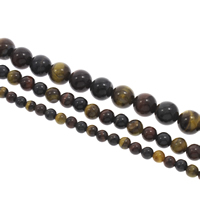 Tiger Eye Kralen, Ronde, verschillende grootte voor keus, gemengde kleuren, Gat:Ca 1mm, Lengte Ca 15 inch, Verkocht door Bag