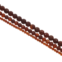 Naturlig rød agat perler, Red Agate, Runde, forskellig størrelse for valg & facetteret, Hole:Ca. 1mm, Længde Ca. 15 inch, Solgt af Bag