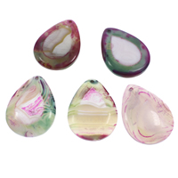 Pendentif Agate dentelle, agate lace, larme, multicolore, 39x53x6mm-40x55x7mm, Trou:Environ 1.5mm, 10PC/sac, Vendu par sac