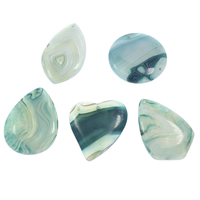 Pendentif Agate dentelle, agate lace, bleu, 35x47x6mm-47x45x6mm, Trou:Environ 1.5mm, 10PC/sac, Vendu par sac