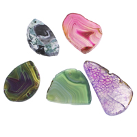 agate misto pendente, 20x40x6mm-40x65x6mm, Foro:Appross. 1.5mm, 10PC/borsa, Venduto da borsa