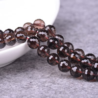 Korálky přírodní Záhnědy, Smoky Quartz, Kolo, 64oboustranný & různé velikosti pro výběr & tváří, Otvor:Cca 1-2mm, Prodáno za Cca 15 inch Strand