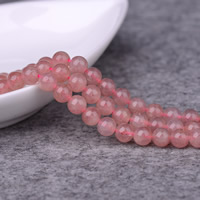 Strawberry Quartz Bead, Runde, naturlig, forskellig størrelse for valg, Grade AAAAA, Hole:Ca. 1mm, Længde Ca. 15 inch, Solgt af Lot