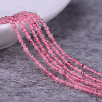 Strawberry Quartz Üveggyöngy, Kerek, természetes, grade AAA, 2mm, Lyuk:Kb 0.5mm, Hossz Kb 15 inch, 5Strands/Lot, Kb 190PC-k/Strand, Által értékesített Lot