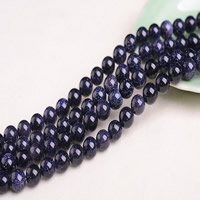 Blue Goldstone Beads, Ronde, natuurlijk, verschillende grootte voor keus, Gat:Ca 1-2mm, Per verkocht Ca 15 inch Strand