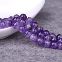 Ametyst Bead, Runde, naturlig, Februar Birthstone & forskellig størrelse for valg, Hole:Ca. 1-2mm, Solgt Per Ca. 15 inch Strand