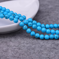 Turquoise Kralen, Synthetische Turquoise, Ronde, synthetisch, verschillende grootte voor keus, blauw, Gat:Ca 1-2mm, Lengte Ca 15 inch, Verkocht door Lot