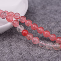 Cherry Quartz Korálek, Kolo, syntetický, různé velikosti pro výběr, Otvor:Cca 1mm, Délka Cca 15 inch, Prodáno By Lot