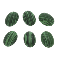 Malakit Cabochon, Flad Oval, flad bagside, 13x18x5.50mm, 50pc'er/Bag, Solgt af Bag