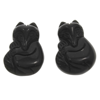 Black Stone Függő, Róka, 23x33x8mm-25x35x10mm, Lyuk:Kb 1mm, 10PC-k/Bag, Által értékesített Bag