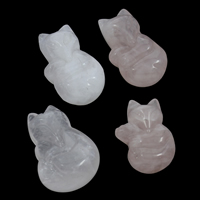 Rose Quartz Üveggyöngy, Róka, félig fúrt, 20x29x10mm-24x34x12mm, Lyuk:Kb 1mm, 5PC-k/Bag, Által értékesített Bag