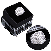 Zircon cubique Micro Pave Sterling Silver Rings, argent sterling 925, avec boîte en carton, pavé de micro zircon, 17.50mm, Taille:8, Vendu par PC