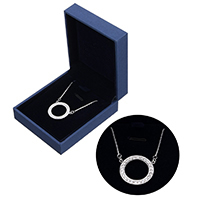 Ciúbach Zirconia Micrimhilseogra réiteodh Sterling Silver muince, 925 Sterling Silver, Donut, gan bhosca & slabhra bosca & micrea réiteach zirconia ciúbach, 23.5x22x2.5mm, 1mm, Díolta Per Thart 15 Inse Snáithe