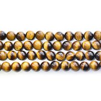 Tiger Eye perle, Krug, prirodan, različite veličine za izbor, ocjena, Rupa:Približno 0.8-1.5mm, Prodano Per 15 inčni Strand