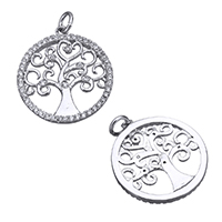 Cubic Zirconia Micro Pave Brass Pendant Tree platinum plated micro pave cubic zirconia & hollow nickel lead & cadmium free Approx Sold By Lot