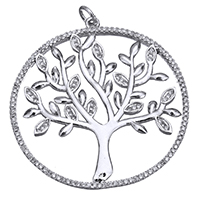 Cubic Zirconia Micro Pave Brass Pendant Tree platinum plated micro pave cubic zirconia & hollow nickel lead & cadmium free Approx Sold By Lot