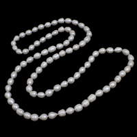 Přírodní sladkovodní perly dlouhý náhrdelník, Sladkovodní Pearl, Brambor, bílý, 10-11mm, Prodáno za Cca 47 inch Strand