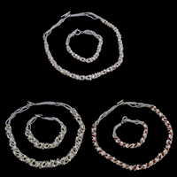 Natural Gekweekte Zoetwater Parel Sieraden Sets, armband & halsketting, met Kristal & Glas rocailles, messing toggle slotje, natuurlijk, gefacetteerde, meer kleuren voor de keuze, 3-4mm, Lengte Ca 18 inch, Ca 7.5 inch, Verkocht door Stel