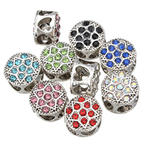 Zinc Alloy European Beads antique silver color plated without troll & with rhinestone nickel lead & cadmium free Approx 5mm Sold By Lot