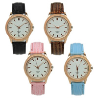 Reloj de Pulsera de Mujeres, Cuero de PU, con Vidrio & aleación de zinc, chapado, más colores para la opción, libre de níquel, plomo & cadmio, longitud aproximado 9 Inch, 5PCs/Grupo, Vendido por Grupo