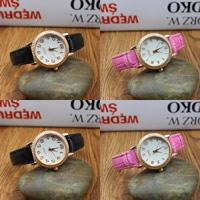 Nők Wrist Watch, PU, -val Üveg & Cink ötvözet, galvanizált, több színt a választás, nikkel, ólom és kadmium mentes, 29mm, Hossz Kb 8.3 inch, 5PC-k/Lot, Által értékesített Lot