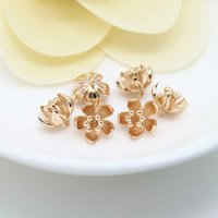 Messing Schmuck Anhänger, Blume, 24 K vergoldet, frei von Nickel, Blei & Kadmium, 7x9mm, Bohrung:ca. 2mm, 50PCs/Menge, verkauft von Menge