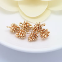 Colgantes de la joyería de cobre amarillo, metal, piña, chapado en oro de 24 K, libre de níquel, plomo & cadmio, 8x12mm, agujero:aproximado 2mm, 50PCs/Grupo, Vendido por Grupo