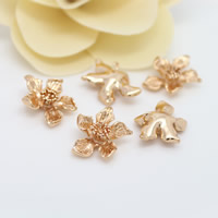 Colgantes de la joyería de cobre amarillo, metal, Flor, chapado en oro de 24 K, libre de níquel, plomo & cadmio, 19x15mm, agujero:aproximado 1.5mm, 20PCs/Grupo, Vendido por Grupo