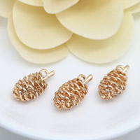 Colgantes de la joyería de cobre amarillo, metal, piña, chapado en oro de 24 K, libre de níquel, plomo & cadmio, 10x19x8mm, agujero:aproximado 1.8mm, 30PCs/Grupo, Vendido por Grupo