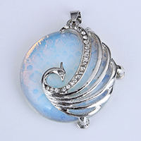 Sea Opal Pendant Setting, med Zinc Alloy, Flad Rund, platin farve forgyldt, 38x40x13mm, Hole:Ca. 4x6.5mm, Indvendig diameter:Ca. 1mm, 10pc'er/Lot, Solgt af Lot