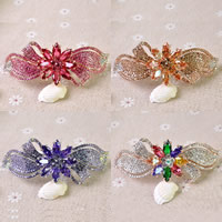 Barrettes de cheveux, alliage de zinc, avec cristal & silicone, fleur, Placage, facettes & avec strass, plus de couleurs à choisir, protéger l'environnement, sans nickel, plomb et cadmium, 90x30mm, Vendu par PC