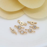 Žalvarinis Greita Link Connector, 24K paauksuoti, su kubinių Zirconia & 1/1 kilpa, nikelio, švino ir kadmio nemokamai, 8x3x2mm, Skylė:Apytiksliai 1mm, 50kompiuteriai/Pirkimo, Pardavė Pirkimo