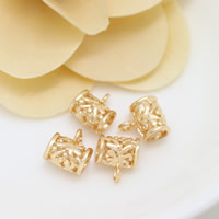 Ottone Bail perline, Colonna, 24k oro placcato, senza filo & cavo, assenza di nichel,piombo&cadmio, 9x11x7mm, Foro:Appross. 2mm, 4.5mm, 50PC/lotto, Venduto da lotto