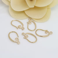 Blås Hook Earwire, Mässing, 24K guldpläterad, med ögla, nickel, bly och kadmium gratis, 11x19x1mm, Hål:Ca 1.3mm, 50Pairs/Lot, Säljs av Lot