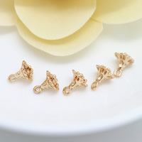 النحاس سلسلة الموسع قطرة, زهرة, 24K مطلية بالذهب, النيكل والرصاص والكادميوم الحرة, 7x8mm, حفرة:تقريبا 1.3mm, 100أجهزة الكمبيوتر/الكثير, تباع بواسطة الكثير