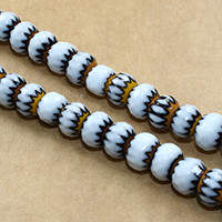 Ręcznie robione koraliki szklane, Lampwork, Bęben, fasetowany, 6x8.50mm, otwór:około 0.5-2mm, długość około 14.5 cal, 10nici/wiele, około 60komputery/Strand, sprzedane przez wiele