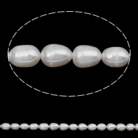 Ris odlad sötvattenspärla pärlor, Freshwater Pearl, naturlig, vit, Grade A, 6-7mm, Hål:Ca 0.8mm, Såld Per 14 inch Strand