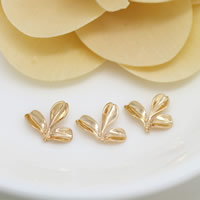 Mässing Smycken Hängen, Leaf, 24K guldpläterad, nickel, bly och kadmium gratis, 12x10x1mm, Hål:Ca 1.3mm, 50PC/Lot, Säljs av Lot