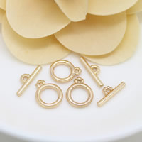 Chiusura Toggle in ottone, 24k oro placcato, assenza di nichel,piombo&cadmio, 10x12x2mm, 2x14mm, Foro:Appross. 1.3mm, 30Setsinsieme/lotto, Venduto da lotto