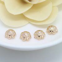 Prás Bead Cap, Flower, 24k ór plátáilte, nicil, luaidhe & caidmiam saor in aisce, 9.50x5mm, Poll:Thart 1.3mm, 100ríomhairí pearsanta/Lot, Díolta De réir Lot