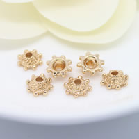 Mässing Bead Cap, Blomma, 24K guldpläterad, nickel, bly och kadmium gratis, 8x8mm, Hål:Ca 1.5mm, 100PC/Lot, Säljs av Lot