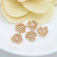 Perlina in ottone a cappuccio, Fiore, 24k oro placcato, formato differente per scelta, assenza di nichel,piombo&cadmio, Foro:Appross. 1.3mm, 100PC/lotto, Venduto da lotto