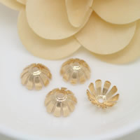 Mässing Bead Cap, Blomma, 24K guldpläterad, nickel, bly och kadmium gratis, 13mm, Hål:Ca 3mm, 100PC/Lot, Säljs av Lot