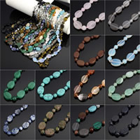 Gemstone smycken halsband, Ädelsten, mässing Karbinlås, Flat Oval, olika material för val, 14x10mm, 6mm, Såld Per Ca 17.5 inch Strand