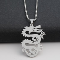 Collier de bijoux en acier inoxydable, dragon, chaîne à billes, couleur originale, Longueur Environ 19.6 pouce, 30Strandstoron/lot, Vendu par lot