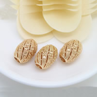 PERLINE European in ottone, Ovale, 24k oro placcato, senza filo, assenza di nichel,piombo&cadmio, 17x13mm, Foro:Appross. 5mm, 30PC/lotto, Venduto da lotto