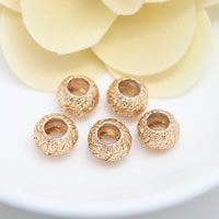 PERLINE European in ottone, Tamburo, 24k oro placcato, senza filo, assenza di nichel,piombo&cadmio, 10x7mm, Foro:Appross. 5mm, 30PC/lotto, Venduto da lotto