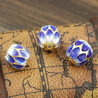 Sterling Silver Cloisonne Beads, Droim, lámhdhéanta, 12x13mm, Poll:Thart 1mm, Díolta De réir PC