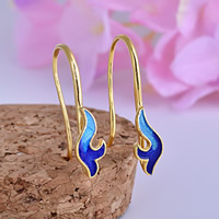 Sterling Silver Cloisonne Hook earring, lámhdhéanta, le lúb, 6x26mm, Poll:Thart 1.5mm, Díolta De réir Péire