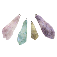 Natuurlijke Quartz Hangers, met messing borgtocht, Nuggets, verschillende materialen voor de keuze & kleurrijke vergulde, 16x42x10mm-26x71x18mm, Gat:Ca 2.5mm, 10pC's/Bag, Verkocht door Bag